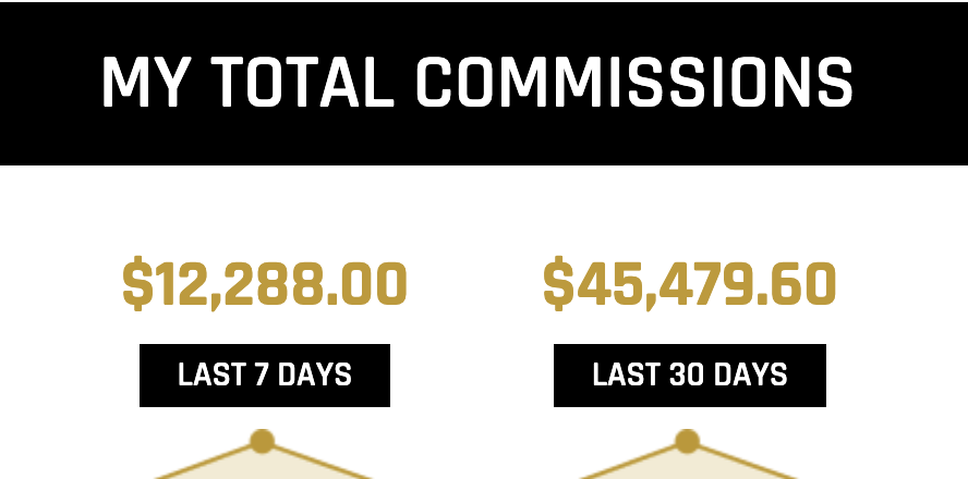 Commission totals for the last 7 and 30 days